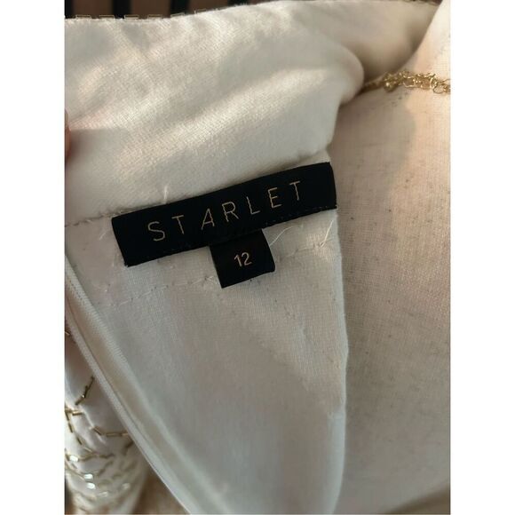 Starlet heavy bedded dress white with pearls size 12 - Picture 4 of 5